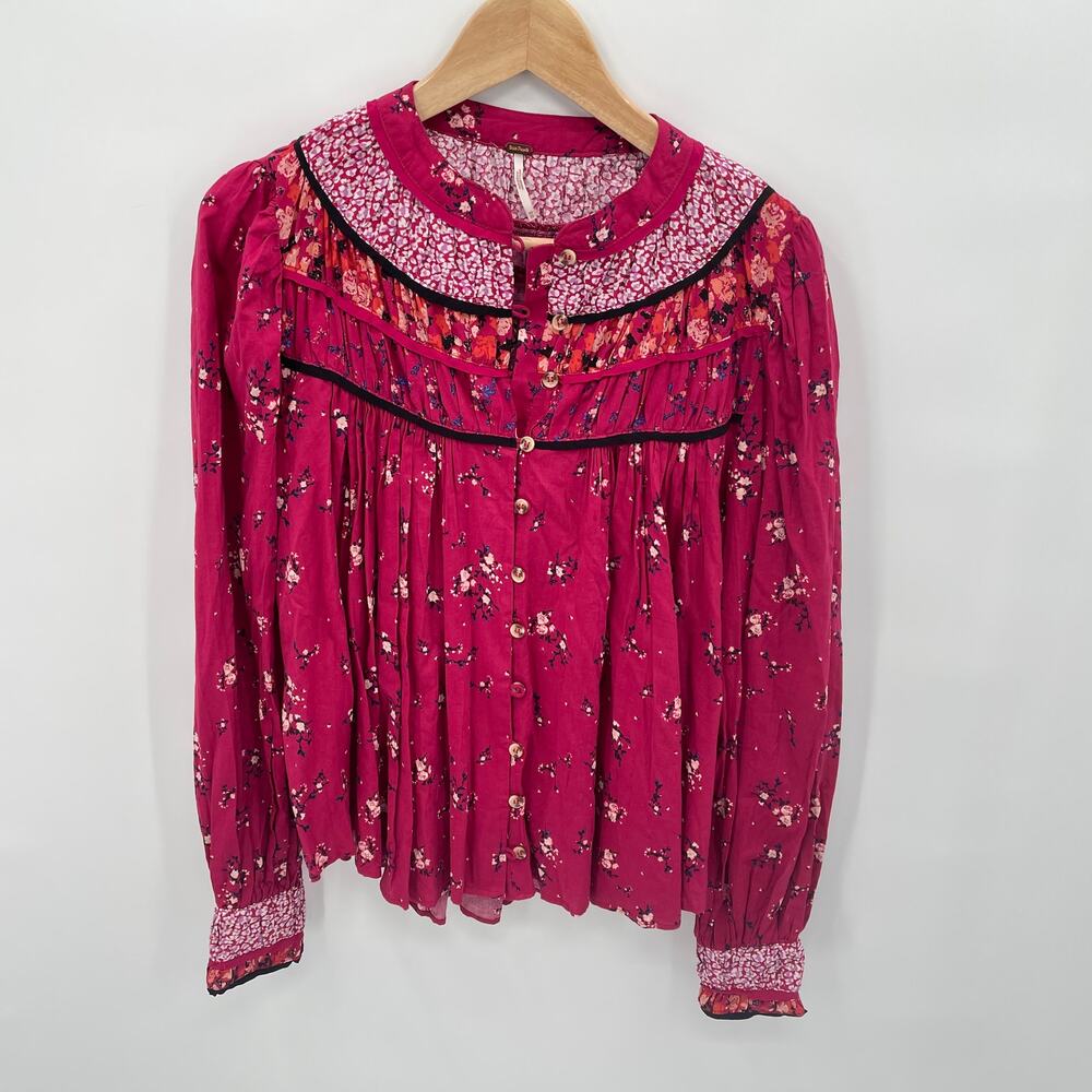 FREE PEOPLE NWT Paloma Multi Print Blouse // XS - Picture 5 of 14
